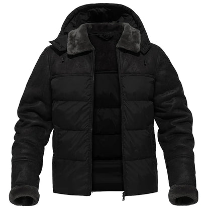 Men’s Winter Puffer Jacket | Fleece-Lined Interior & Detachable Hood | Cold Weather Essential
