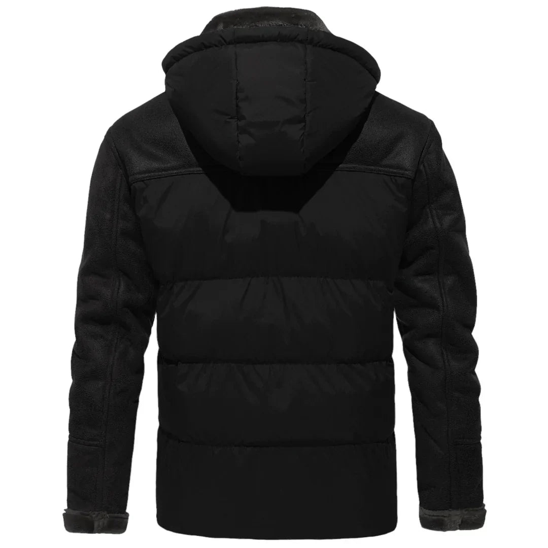 Men’s Winter Puffer Jacket | Fleece-Lined Interior & Detachable Hood | Cold Weather Essential