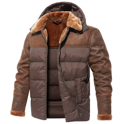 Men’s Winter Puffer Jacket | Fleece-Lined Interior & Detachable Hood | Cold Weather Essential