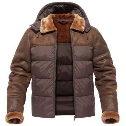 Men’s Winter Puffer Jacket | Fleece-Lined Interior & Detachable Hood | Cold Weather Essential