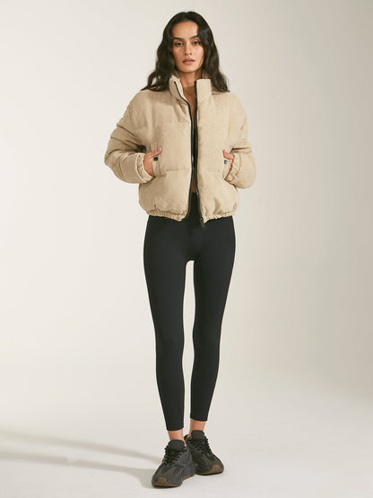 Cropped Puffer Jacket | Lightweight Insulation | Neutral Beige | Winter Casual