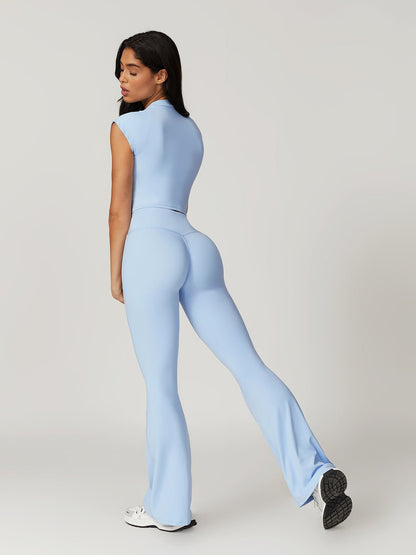 High-Waisted Flared Leggings | Recycled Polyamide Blend | Athleisure Chic