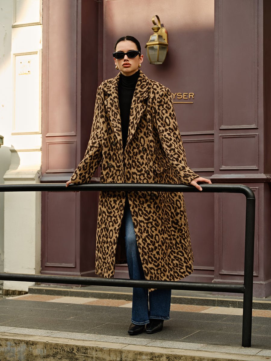 Leopard Print Faux Fur Coat | Bold Animal Print | Mid-Length | Winter Glam