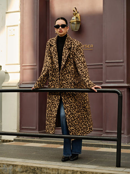 Leopard Print Faux Fur Coat | Bold Animal Print | Mid-Length | Winter Glam