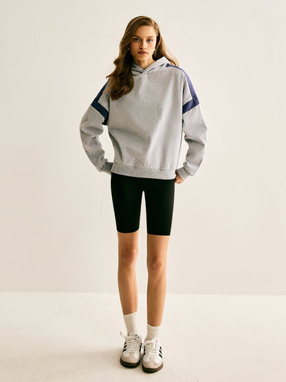 Relaxed Fit Hoodie | Contrast Sleeve Stripes | Soft Cotton Blend
