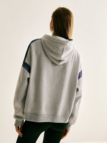 Relaxed Fit Hoodie | Contrast Sleeve Stripes | Soft Cotton Blend