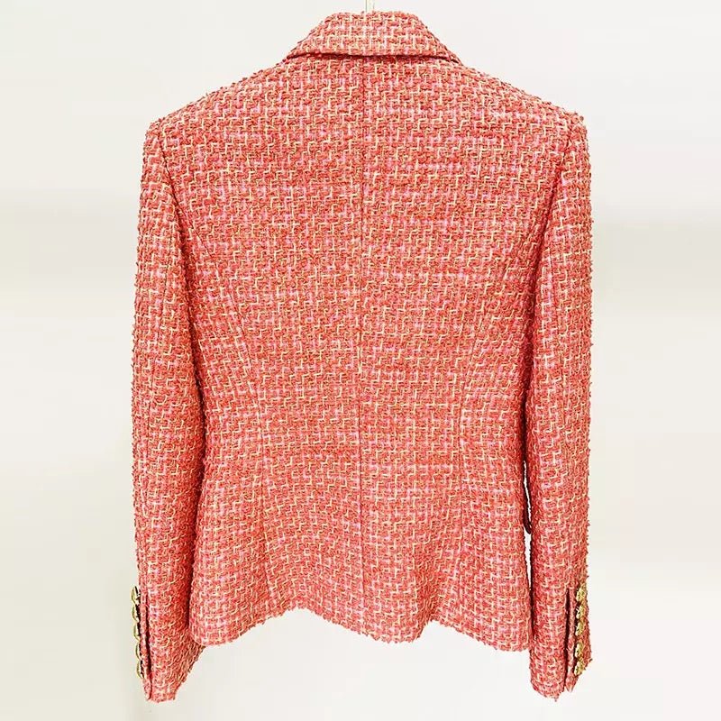 Tweed Double-Breasted Blazer | Gold Button Accents | Tailored Fit | Sophisticated Style