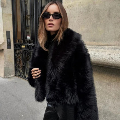 Women’s Synthetic Fur Oversized Jacket | Plush Cold-Weather Layer | Streetwear Luxe Look