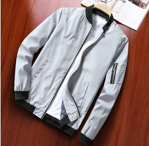 Men’s Lightweight Bomber Jacket | Zip Arm Pocket | Casual Streetwear Layer