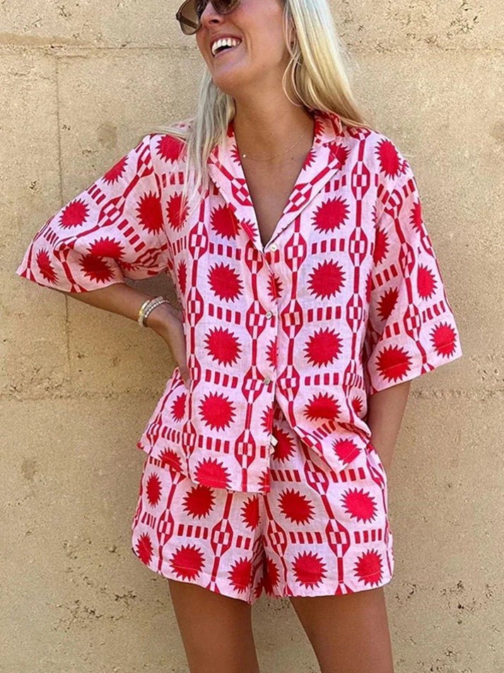 Printed Shirt & Shorts Set | Lightweight Two-Piece | Summer-Ready Fit