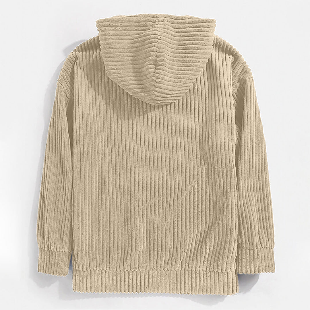 Men’s Corduroy Pullover Hoodie | Soft Ribbed Texture | Relaxed Fit Fall Sweatshirt