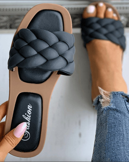 Braided Flat Slide Sandals | Comfy Everyday Summer Footwear