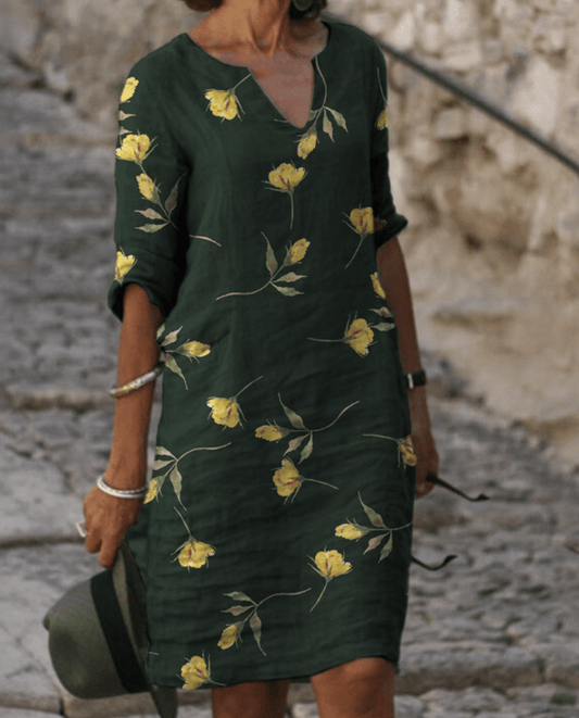 Printed Linen-Blend Midi Dress | Casual Art-Inspired & Floral Options