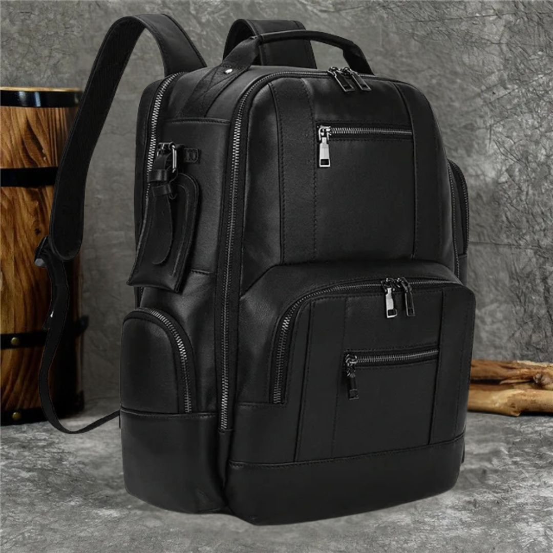 Men’s Faux Leather Backpack | Multi-Pocket Laptop Bag | Vintage Business Style