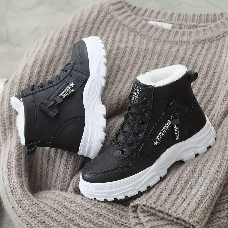Fleece-Lined Ankle Boots | Faux-Leather & Non-Slip | Warm and Trendy