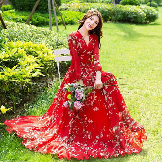 Romantic Maxi Dress | Floral Elegance | Lightweight Chiffon | Garden Party Ready