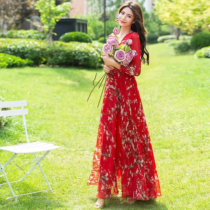 Romantic Maxi Dress | Floral Elegance | Lightweight Chiffon | Garden Party Ready