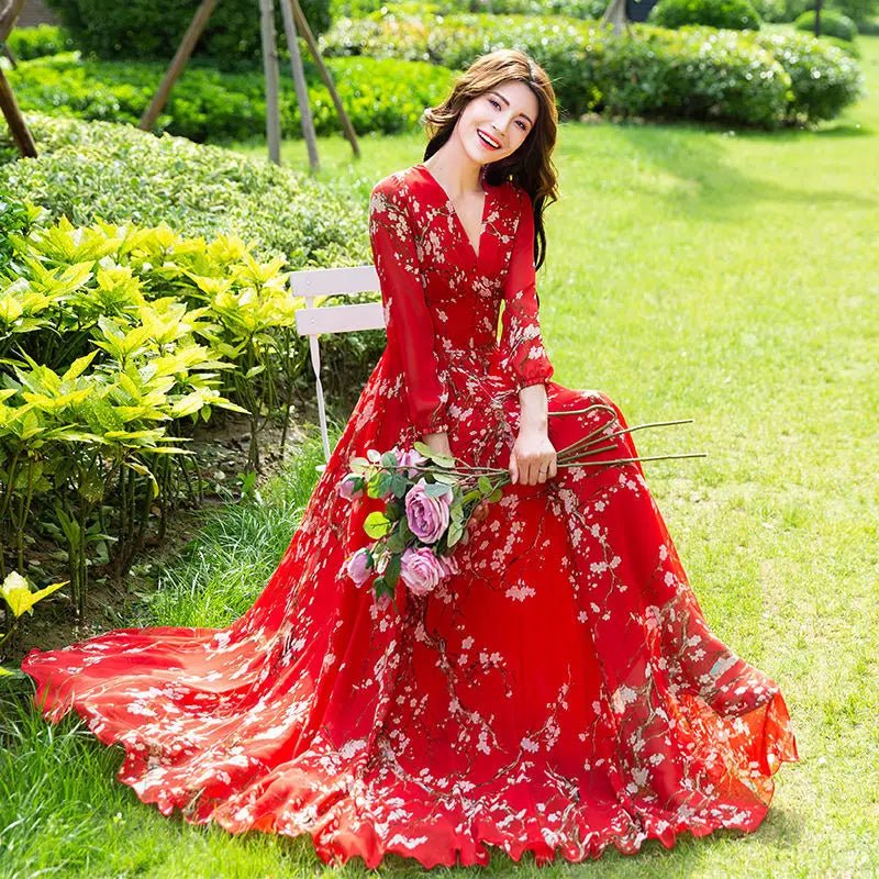 Romantic Maxi Dress | Floral Elegance | Lightweight Chiffon | Garden Party Ready