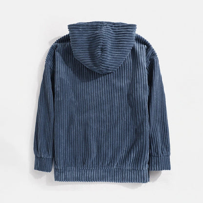 Men’s Corduroy Pullover Hoodie | Soft Ribbed Texture | Relaxed Fit Fall Sweatshirt