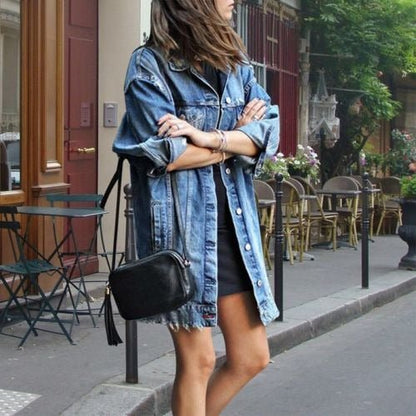 Oversized Denim Shirt Jacket | Button Front | Street-Ready Casual Fit