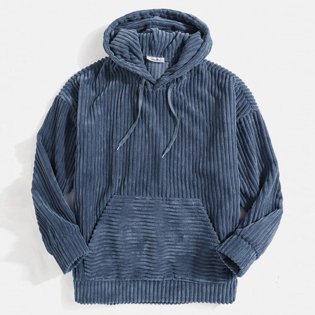Men’s Corduroy Pullover Hoodie | Soft Ribbed Texture | Relaxed Fit Fall Sweatshirt