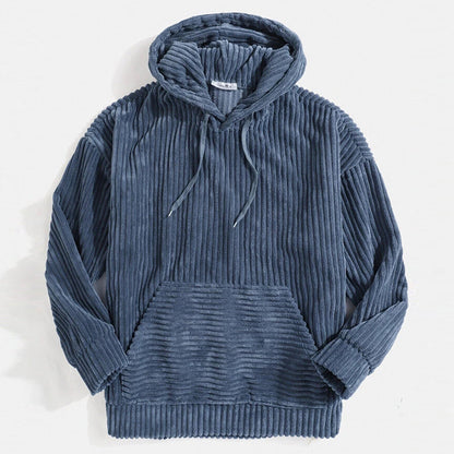Men’s Corduroy Pullover Hoodie | Soft Ribbed Texture | Relaxed Fit Fall Sweatshirt