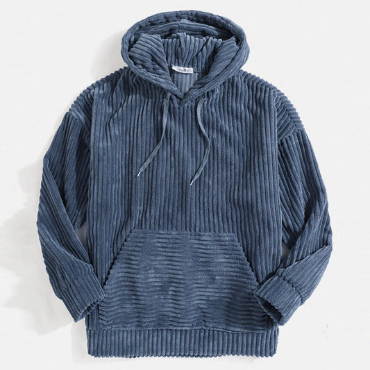 Men’s Corduroy Pullover Hoodie | Soft Ribbed Texture | Relaxed Fit Fall Sweatshirt