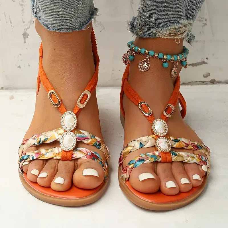 Flat Braided Strap Sandals | Casual Comfort | Boho-Inspired Design