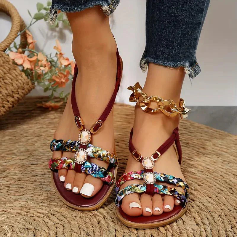 Flat Braided Strap Sandals | Casual Comfort | Boho-Inspired Design
