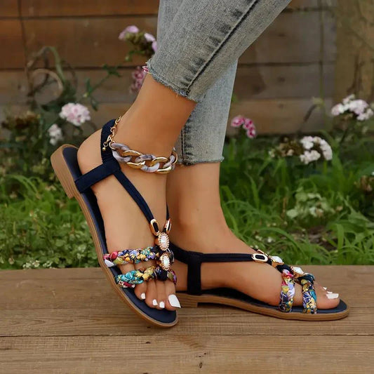 Flat Braided Strap Sandals | Casual Comfort | Boho-Inspired Design