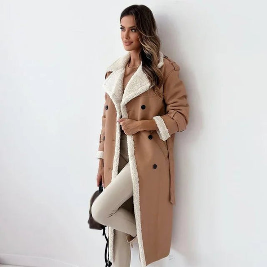 Double-Breasted Longline Sherpa Coat | Soft Interior | Relaxed Fit