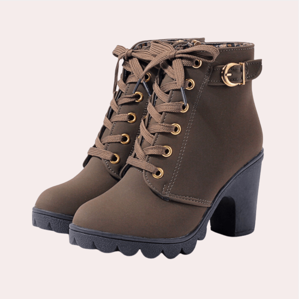 Lace-Up Chunky Heel Ankle Boots | Stylish & Sturdy | PU Leather | Casual & Dressy