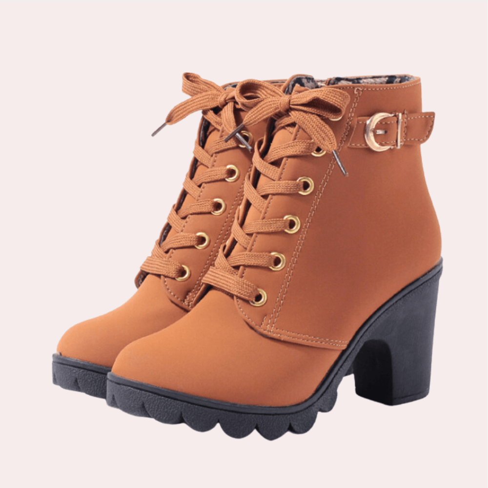 Lace-Up Chunky Heel Ankle Boots | Stylish & Sturdy | PU Leather | Casual & Dressy
