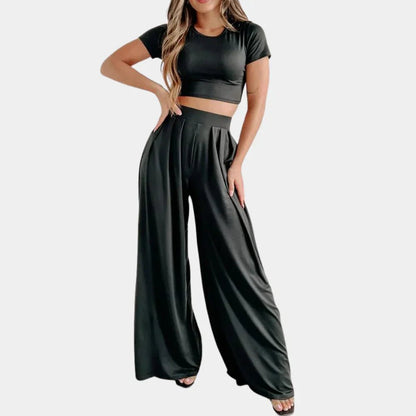 Two-Piece Wide-Leg Pants Set | Relaxed Fit | Lightweight Fabric | Multiple Colours