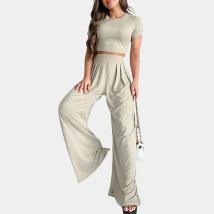Two-Piece Wide-Leg Pants Set | Relaxed Fit | Lightweight Fabric | Multiple Colours
