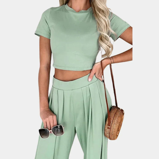 Two-Piece Wide-Leg Pants Set | Relaxed Fit | Lightweight Fabric | Multiple Colours