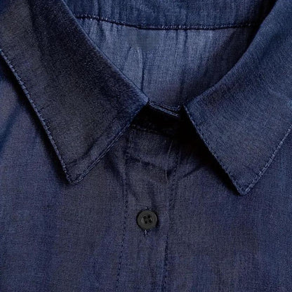 Denim Shirt Maxi Dress | Button-Front with Pockets | Long Sleeve Casual Fit