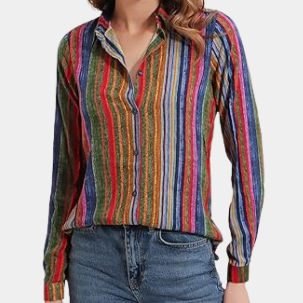 Multicolour Striped Button-Up Shirt | Lightweight Cotton Blend | Casual Fit