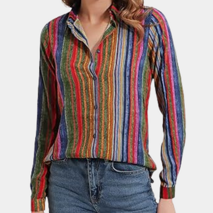 Multicolour Striped Button-Up Shirt | Lightweight Cotton Blend | Casual Fit