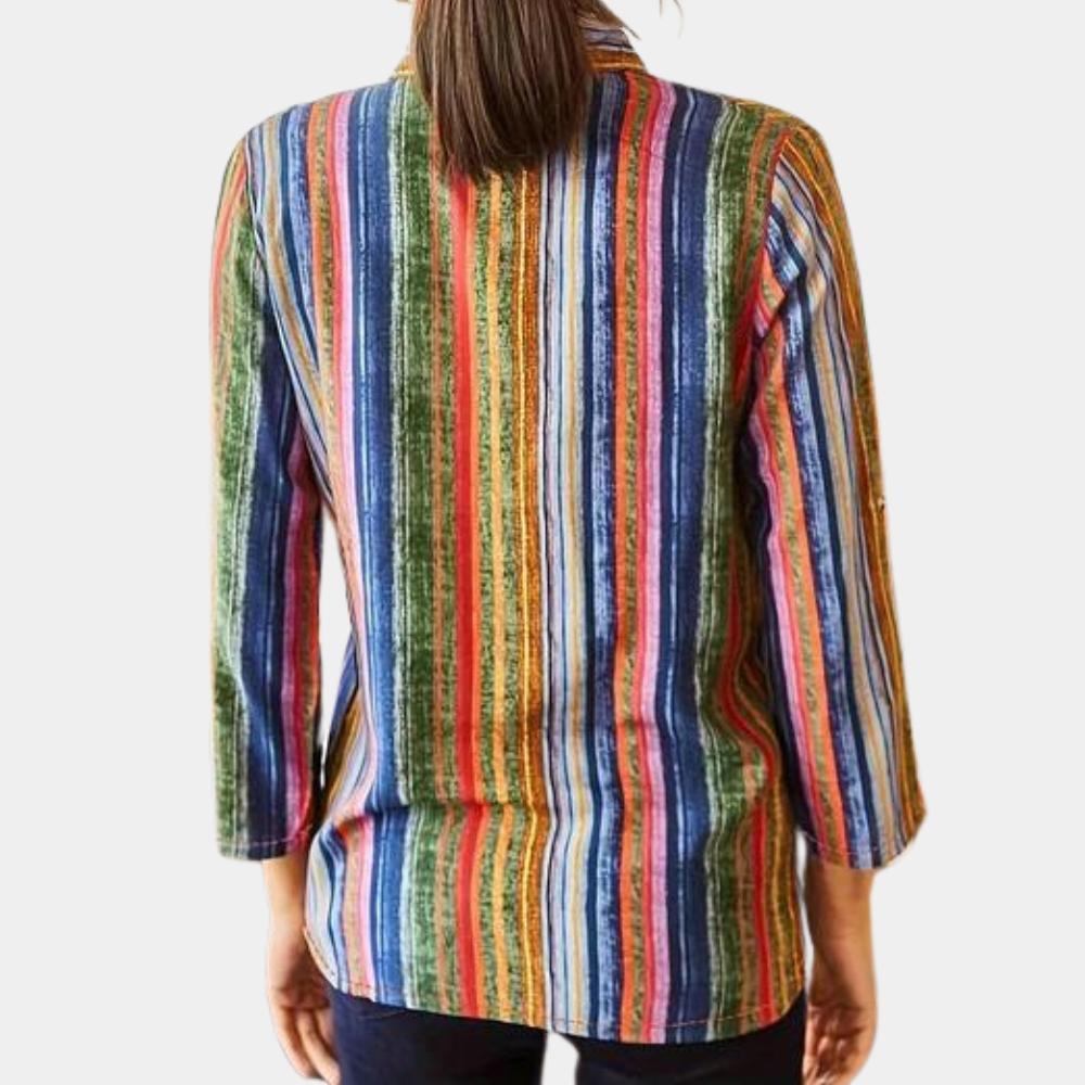 Multicolour Striped Button-Up Shirt | Lightweight Cotton Blend | Casual Fit