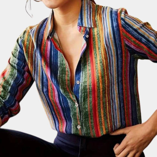 Multicolour Striped Button-Up Shirt | Lightweight Cotton Blend | Casual Fit