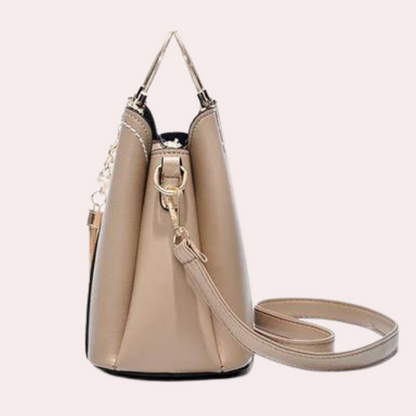 Two-Tone Mini Handbag | Gold Top Handle & Heart Charm | PU Leather Crossbody