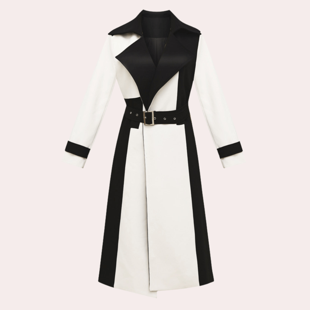 Two-Tone Trench Coat | Belted | Bold and Sophisticated