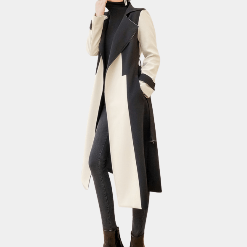 Two-Tone Trench Coat | Belted | Bold and Sophisticated