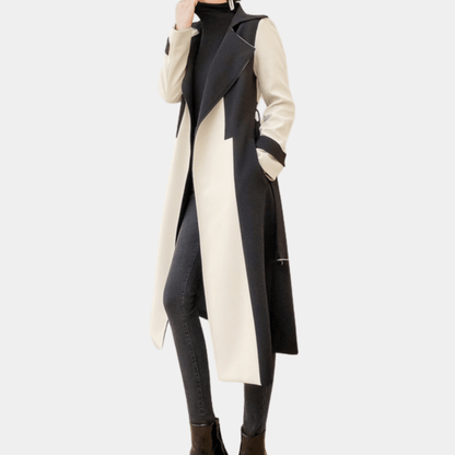 Two-Tone Trench Coat | Belted | Bold and Sophisticated
