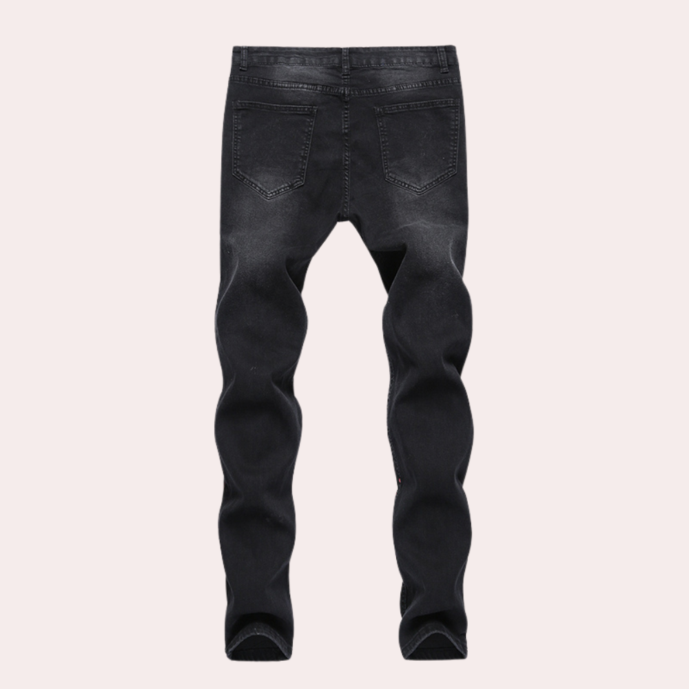 Men's Distressed Skinny Jeans | Paint-Splatter Detail | Stretch Denim Fit