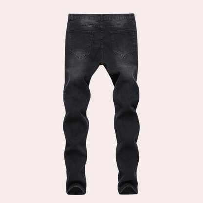 Men's Distressed Skinny Jeans | Paint-Splatter Detail | Stretch Denim Fit