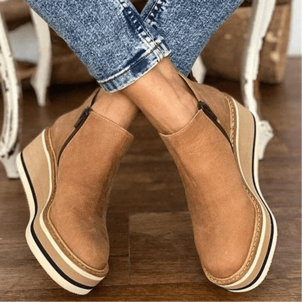 Platform Wedge Ankle Boots | Stylish & Comfortable | PU Leather | Casual & Everyday Wear