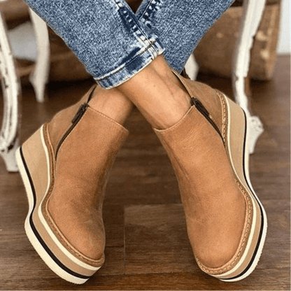 Platform Wedge Ankle Boots | Stylish & Comfortable | PU Leather | Casual & Everyday Wear