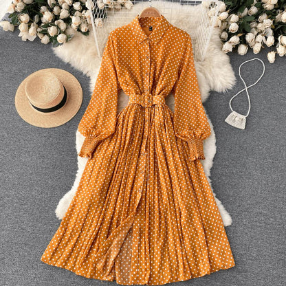 Polka Dot Maxi Dress | Belted Waist | Elegant & Flowy | Vintage-Inspired